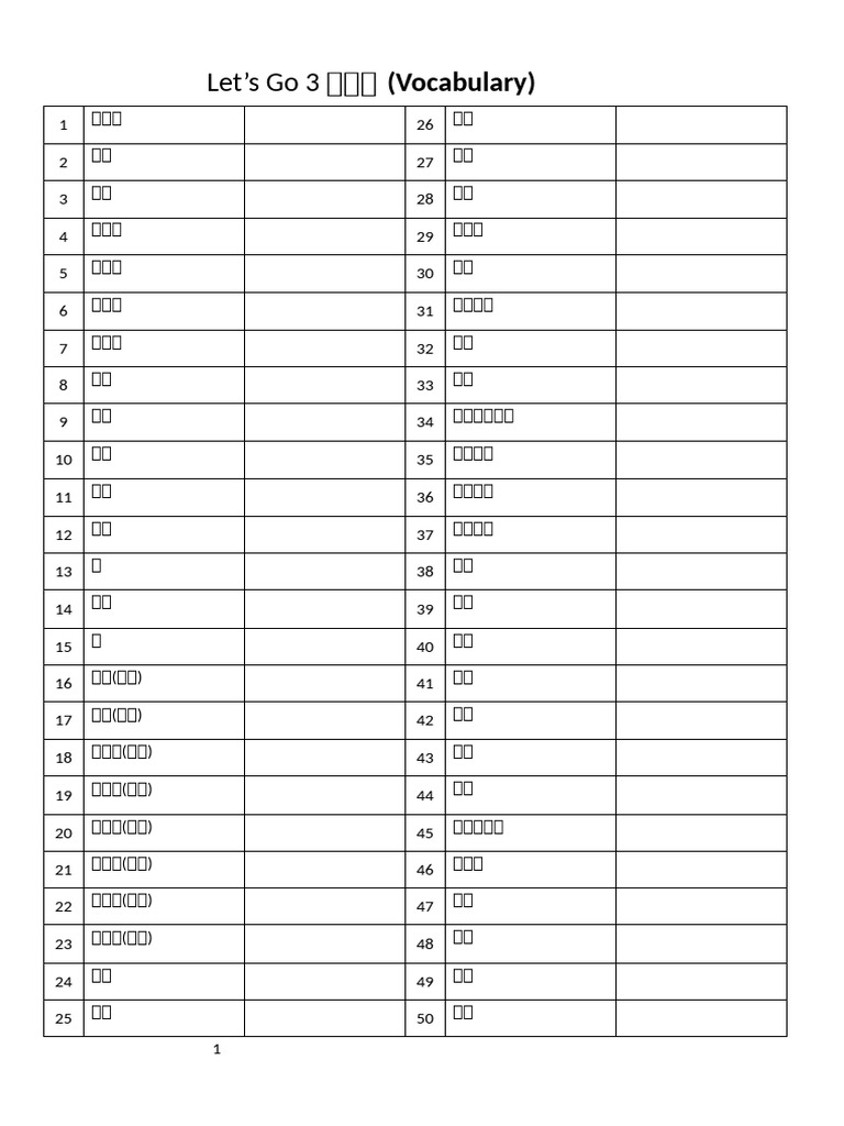 Let's Go 3 Vocabulary Practice | PDF