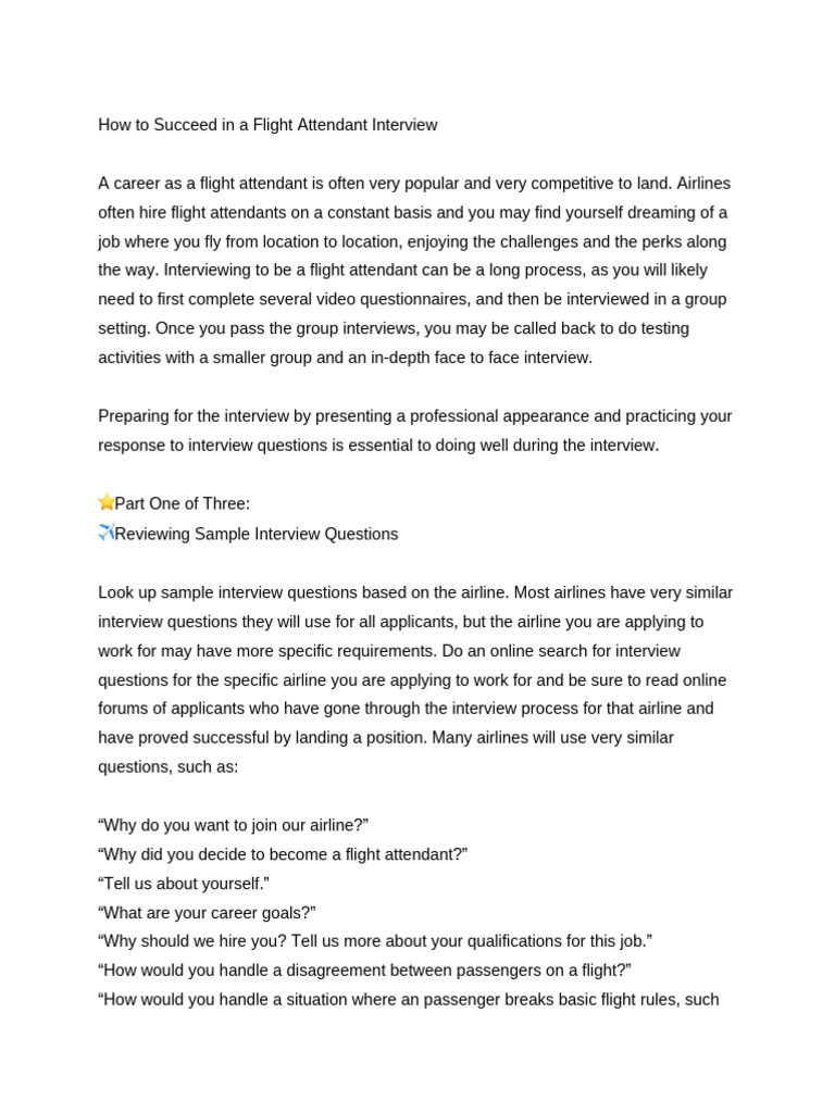 How To Succeed in Canbin Crew Interview | PDF | Flight Attendant | Body ...
