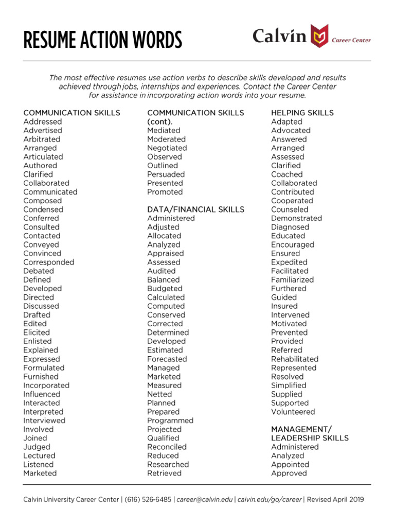Resume Action Words | PDF