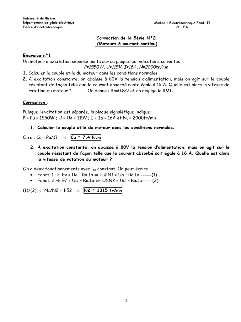 TD2 MCC1 2L-ER 2025 Correction | PDF | Résistance (électricité ...