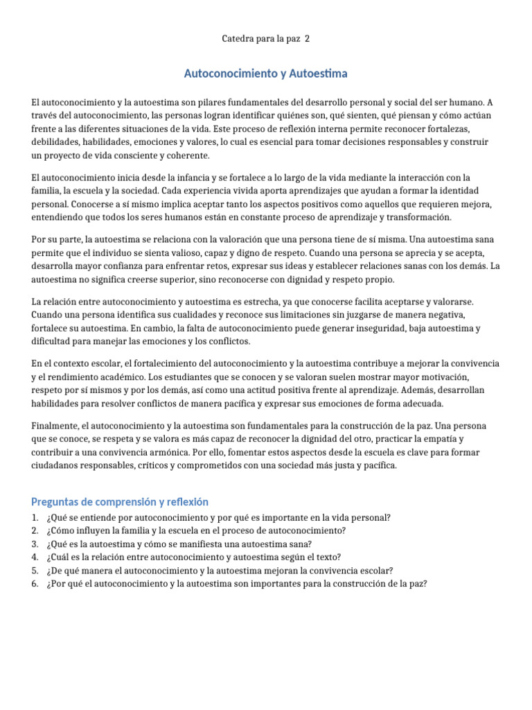Autoconocimiento y Autoestima | PDF | Autoestima | Las emociones