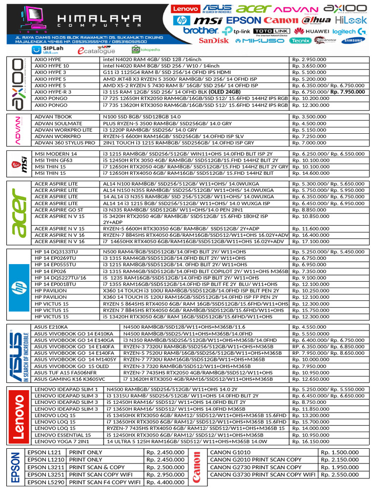 Brosur Himalaya Komputer Oktober 2025 | PDF | Computer Hardware ...