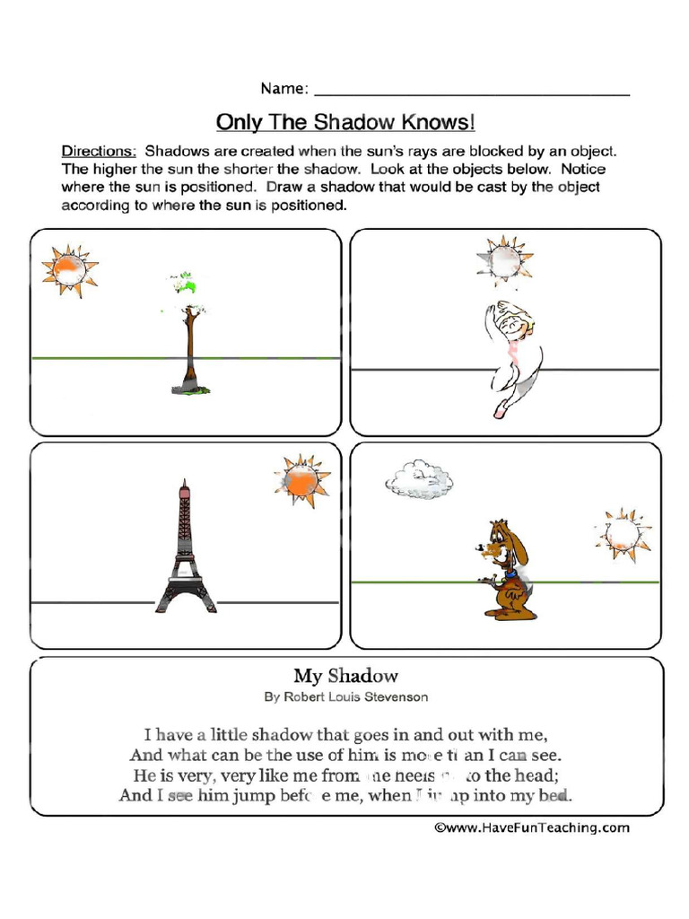 Grade 2 - Activity 1 Shadows | PDF