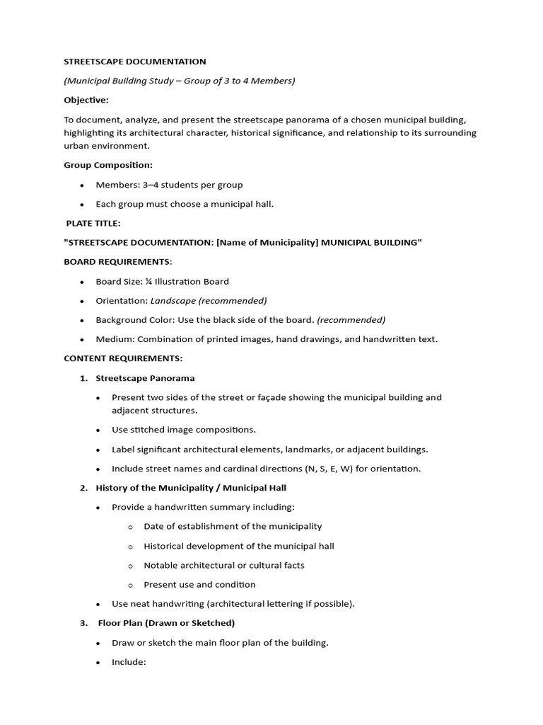 Streetscape Documentation Instructions | PDF | Page Layout | Design