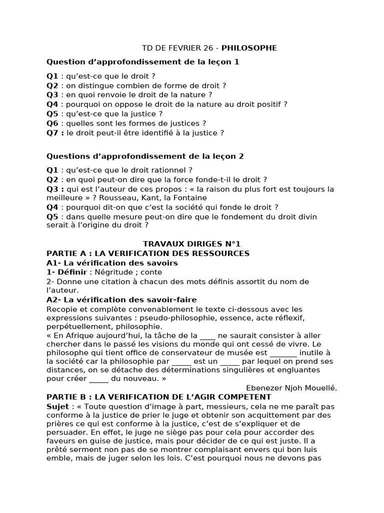 TD de Fevrier 26 - Questionnaire | PDF | Justice | Crime et violence