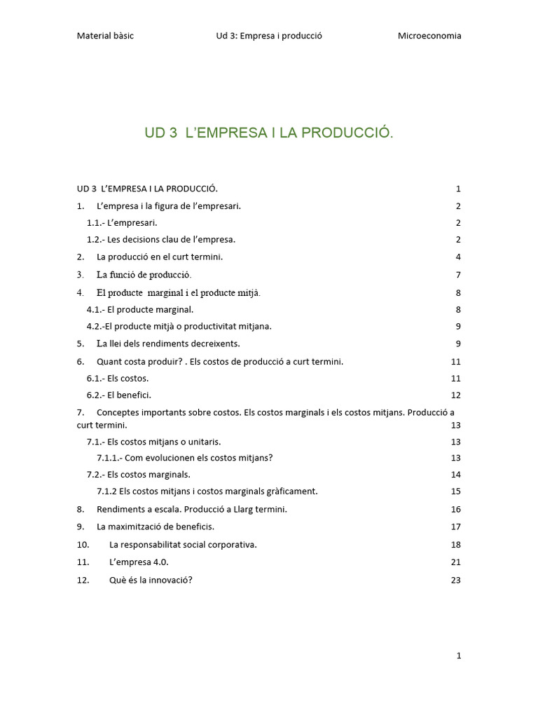 LOMLOE Apunts Ud3 La Producció I L'empresa | PDF