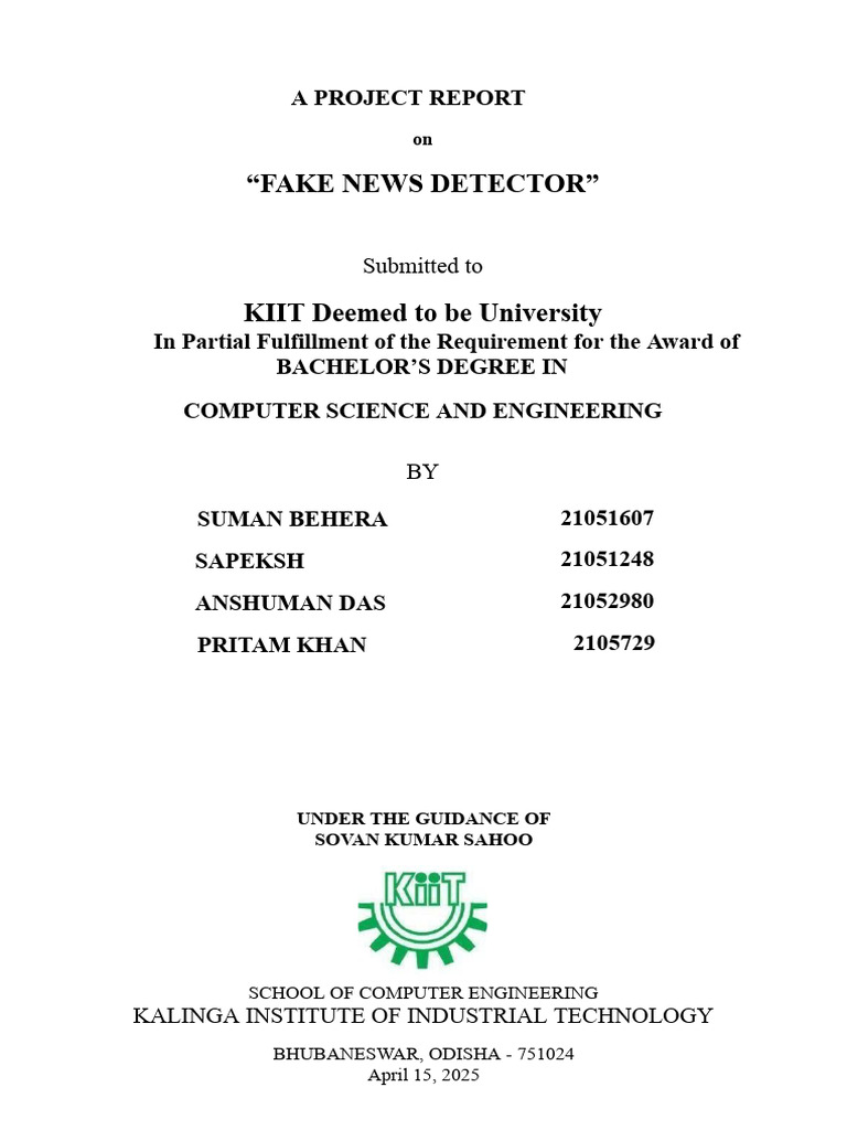 Fake News Detector - Major Project Report | PDF | Machine Learning ...