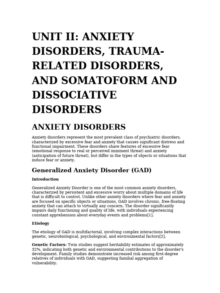 Unit II Clinical Psychology Notes | PDF | Phobia | Generalized Anxiety ...