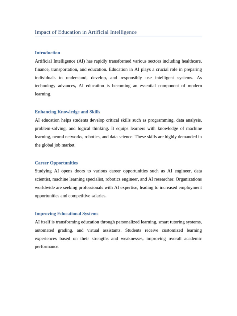 Impact of Education in AI | PDF