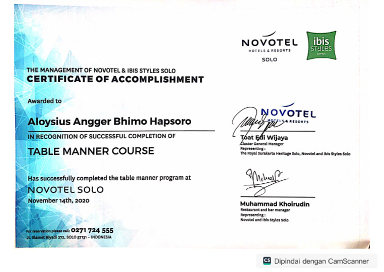 Table Manner Certificate | PDF