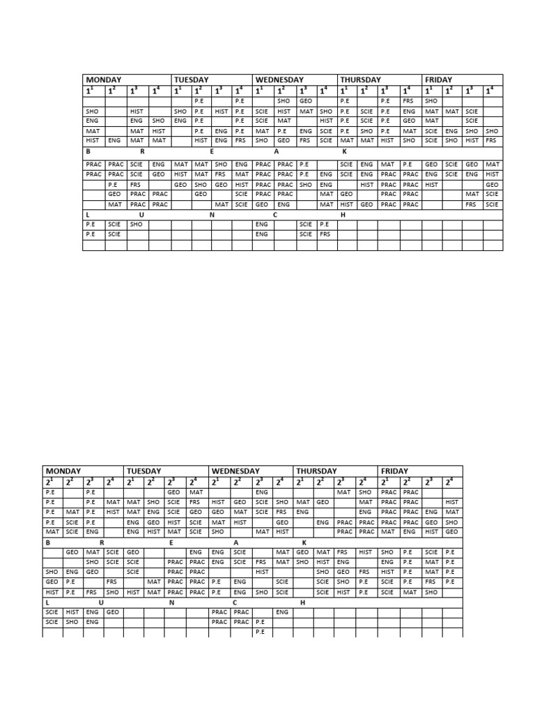 Master Timetable PDF | PDF