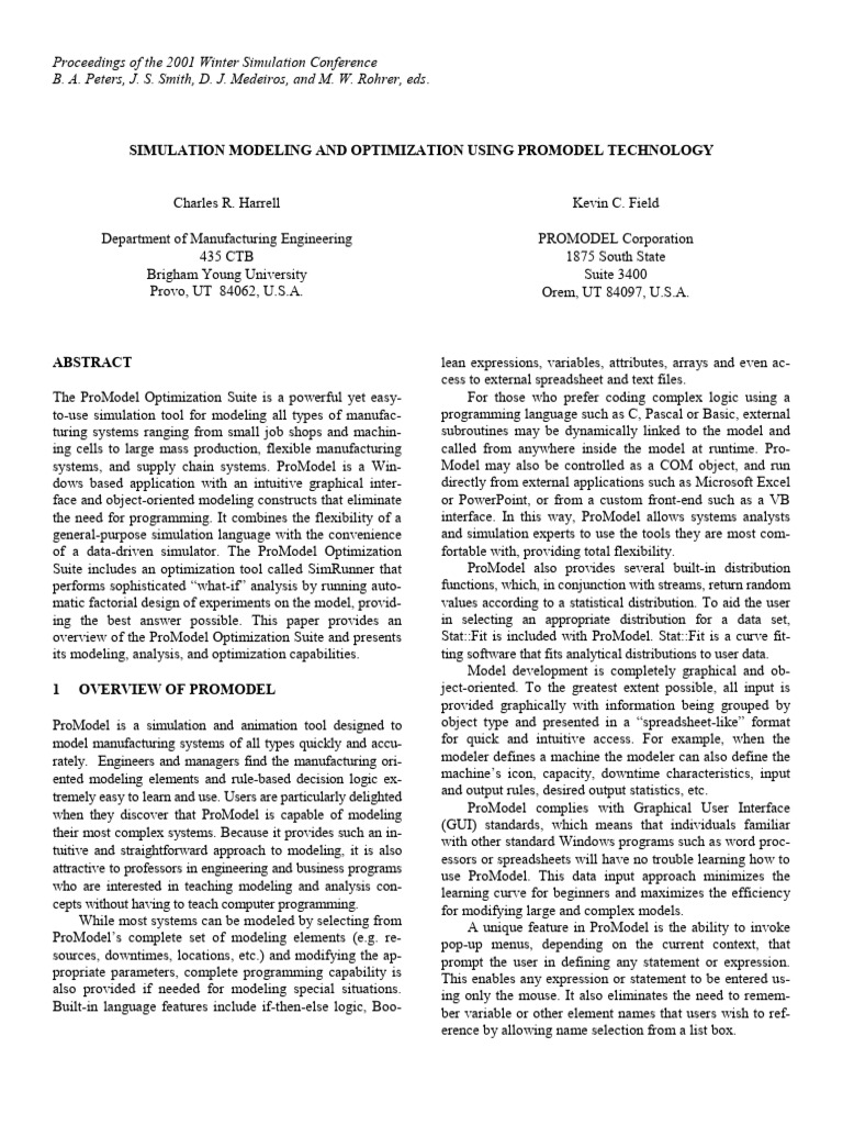 PDF Simulation Using Promodel Compress | PDF | Spreadsheet | Simulation