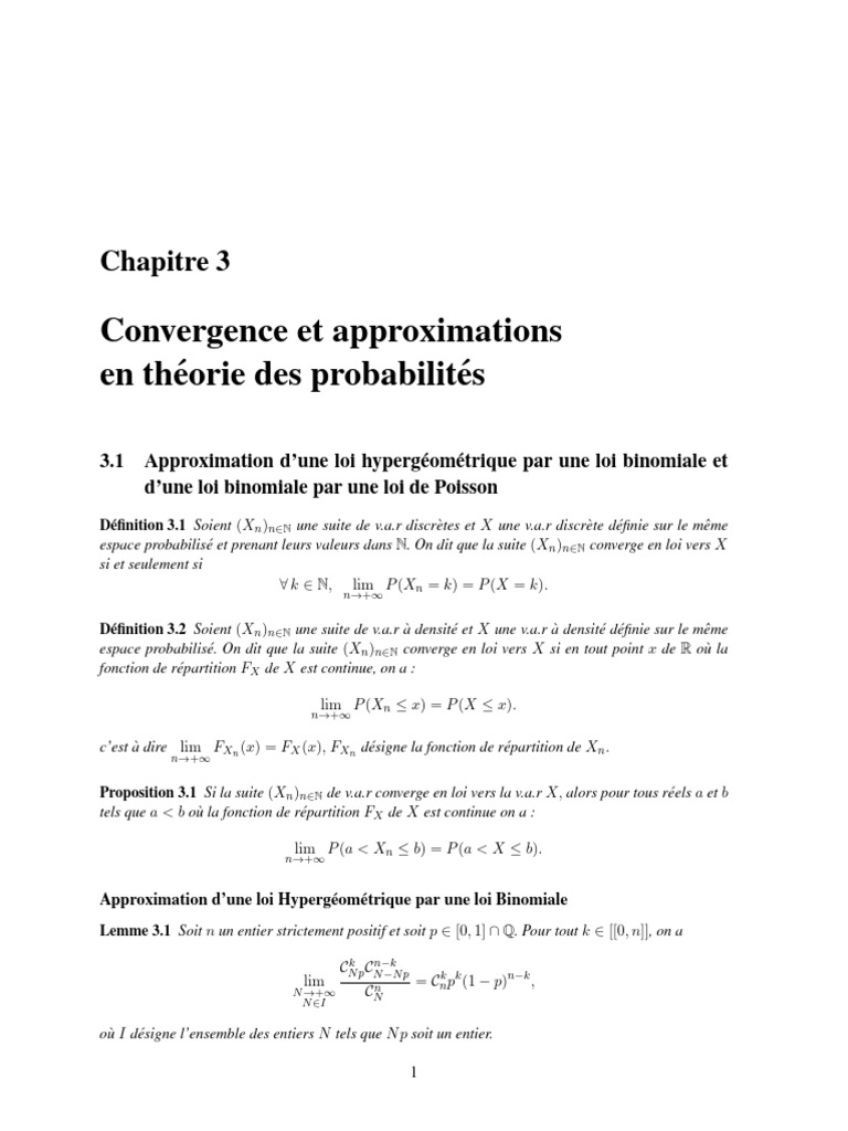 Ch3 Convergence Et Approximations | PDF | Variance (mathématiques ...