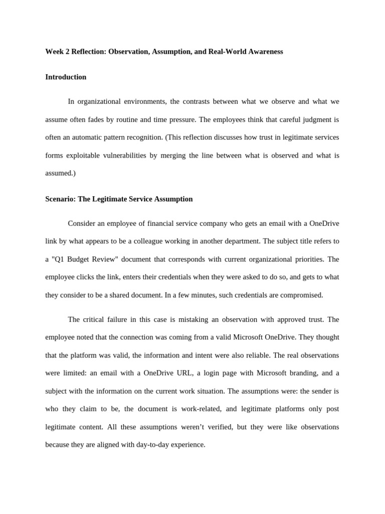 Week 2 Reflection SE | PDF | Cognition | Leadership
