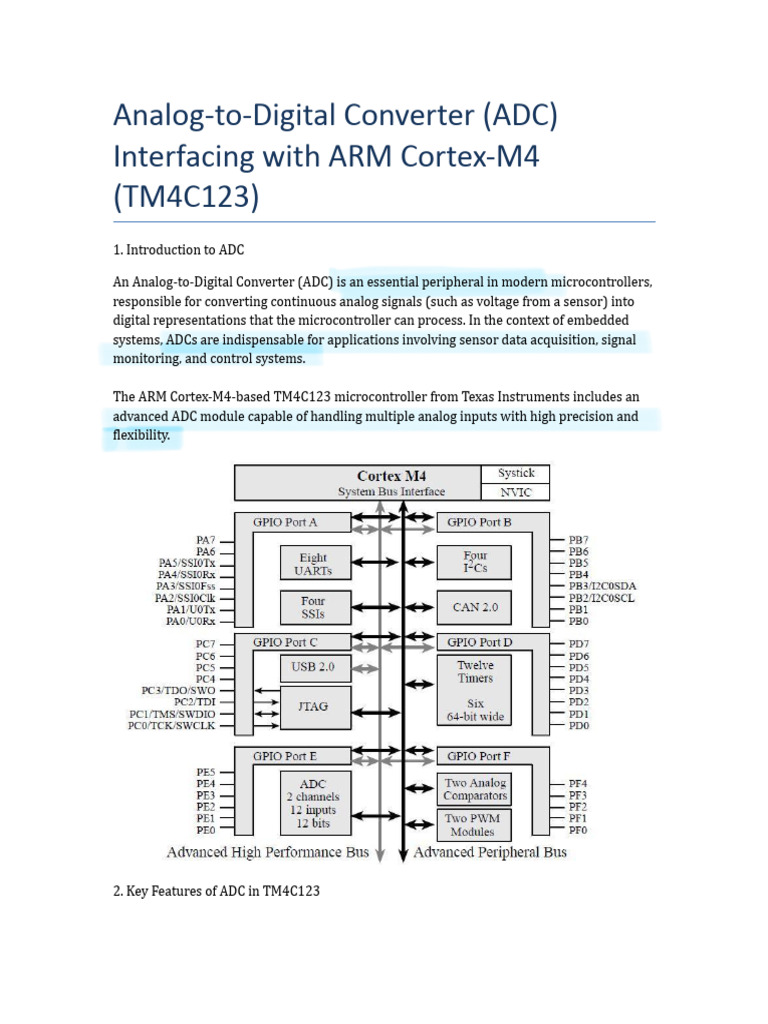 ADC Interfacing TM4C123 | PDF | Analog To Digital Converter ...