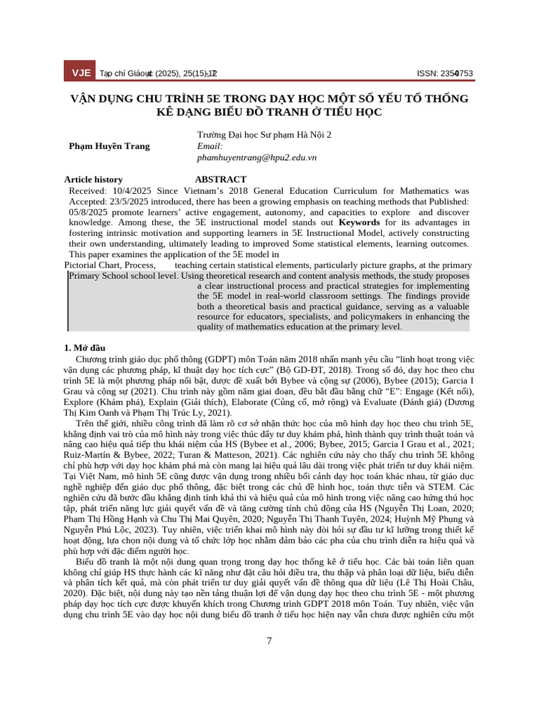 VN DNG Chu TRNH 5e Trong Dy HC MT S Yu T THNG K DNG Biu Tranh Tiu HC | PDF