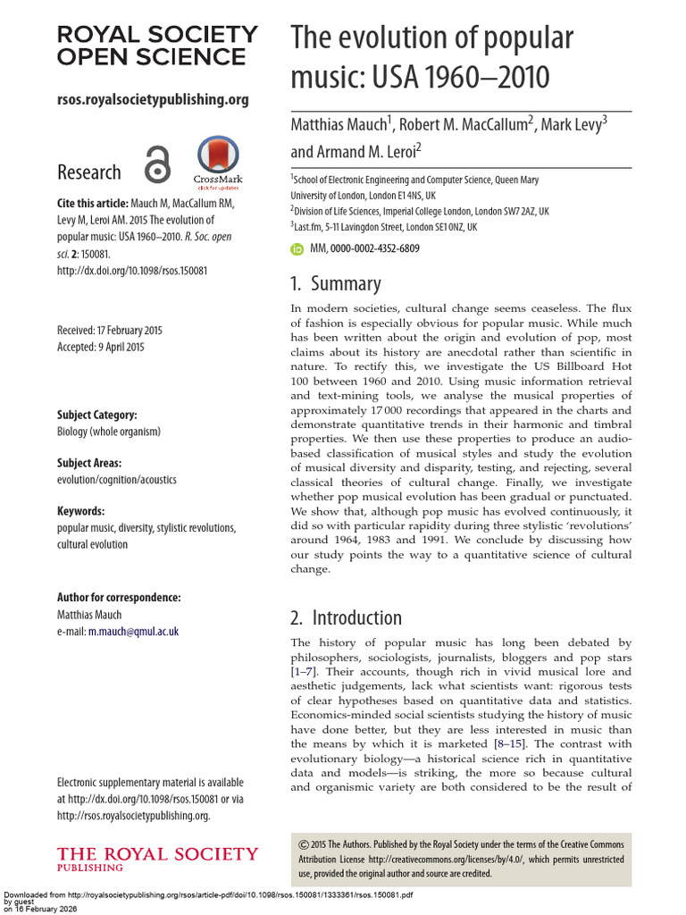 The Evolution of Popular Musicddddddddddddddddddddddddd | PDF | Musicology