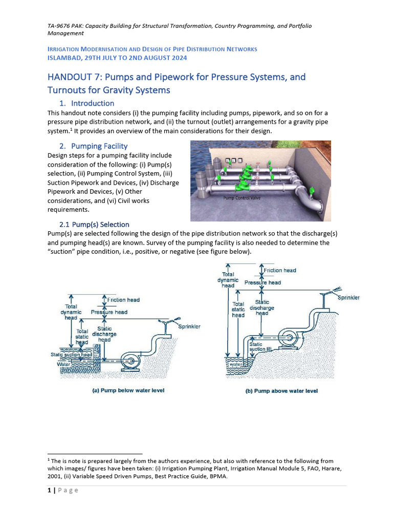 Handout 8 - Civil Works, Pipework, Pumps and Control Systems-AKC | PDF ...