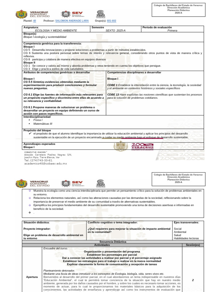 1er Parcial 2025-A ECOLOGIA y MEDIO AMBIENTE | PDF | Entorno natural ...