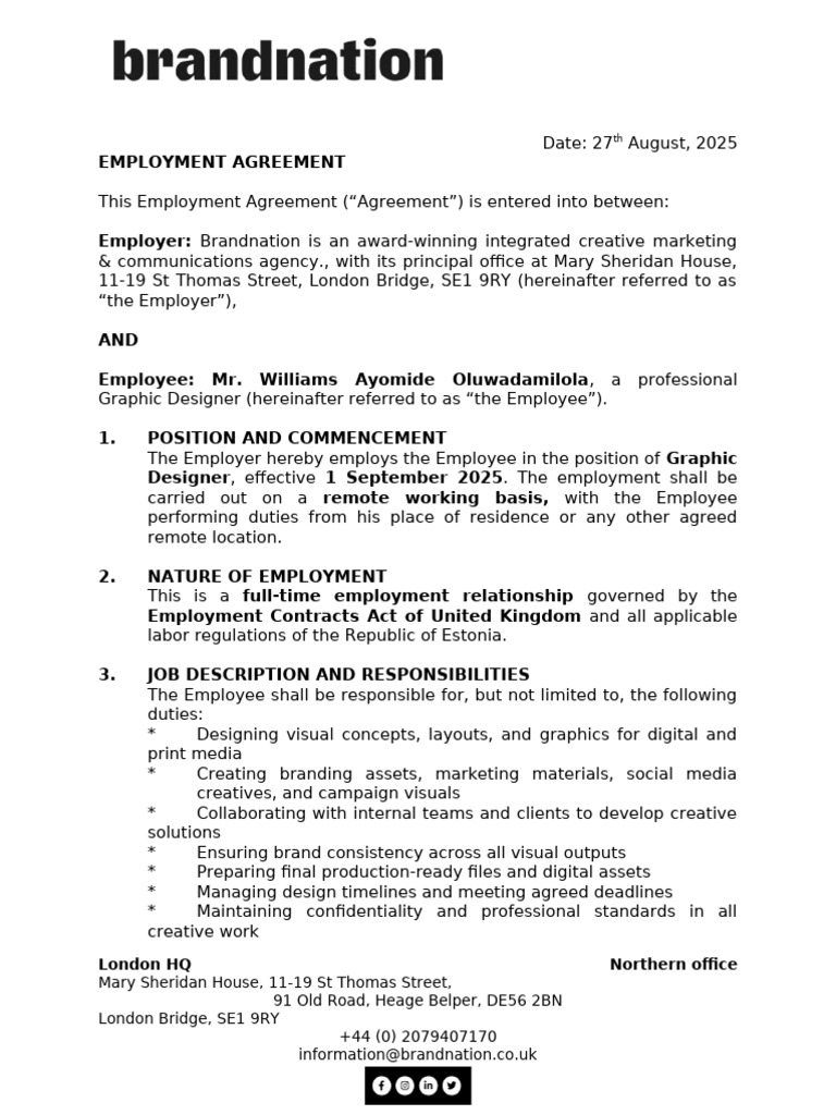 UK Employment Letter | PDF | Employment | Salary