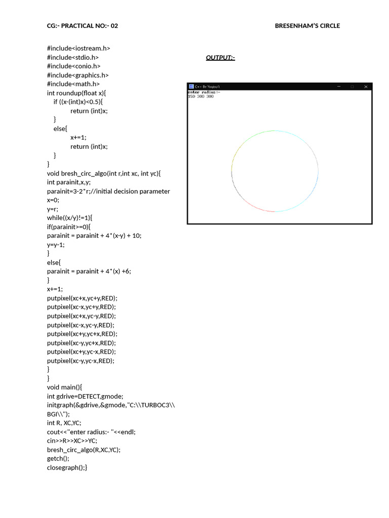 Bresenhams Circle Print | PDF