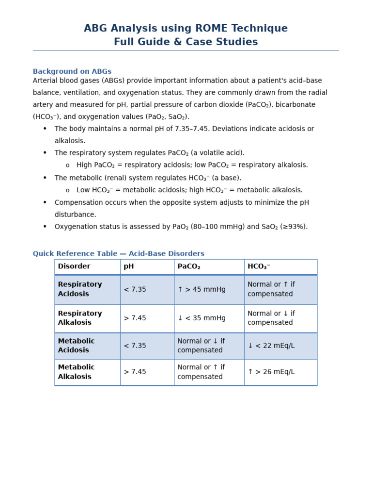 Abg Rome Case Studies Full - Student | PDF | Medical Specialties ...