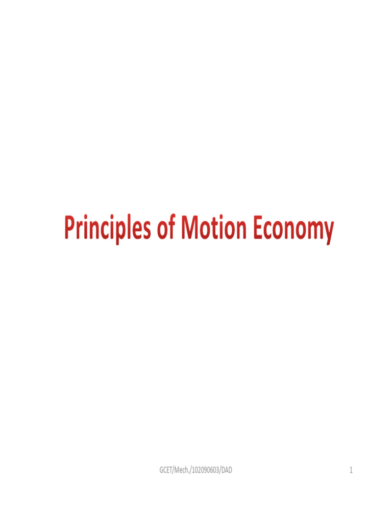 Principles of Motion Economy | PDF