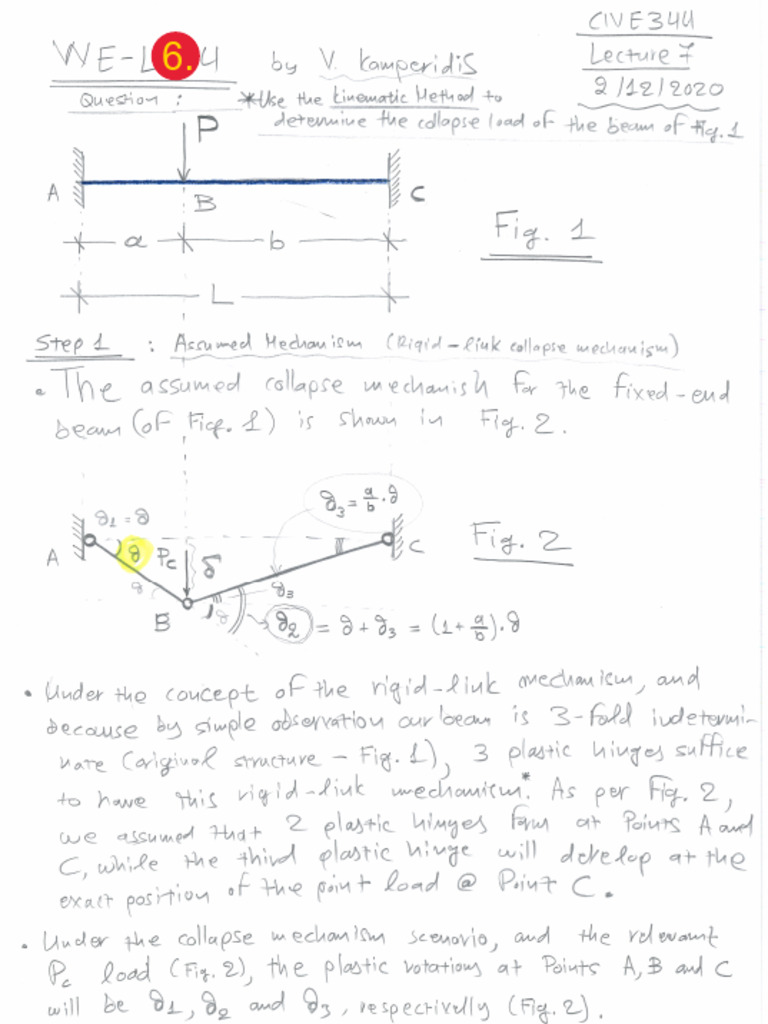 CIVE344 Kinematic Method of Plastic Analysis | PDF