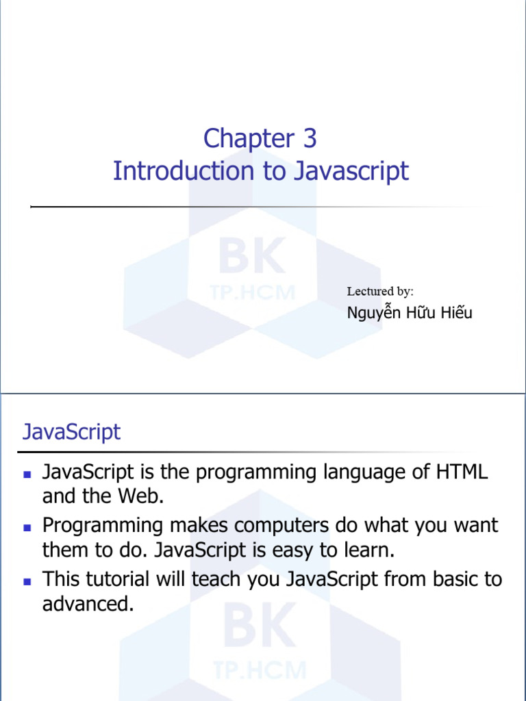 Chapter 3 - Introduction To Javascript | PDF