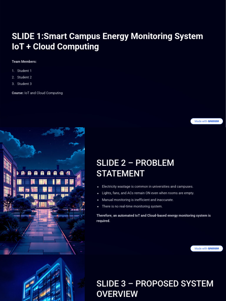 SLIDE 1smart Campus Energy Monitoring System IoT Cloud Computing | PDF ...