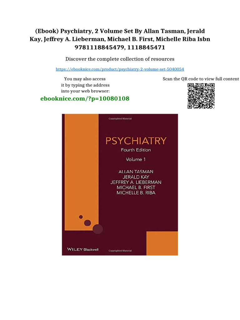 (Ebook) Psychiatry, 2 Volume Set by Allan Tasman, Jerald Kay, Jeffrey A ...