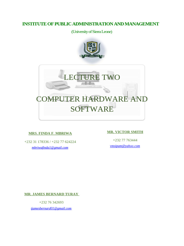 ICT1 LEC 2 Computer Hardware and Software | PDF | Computer Data Storage ...