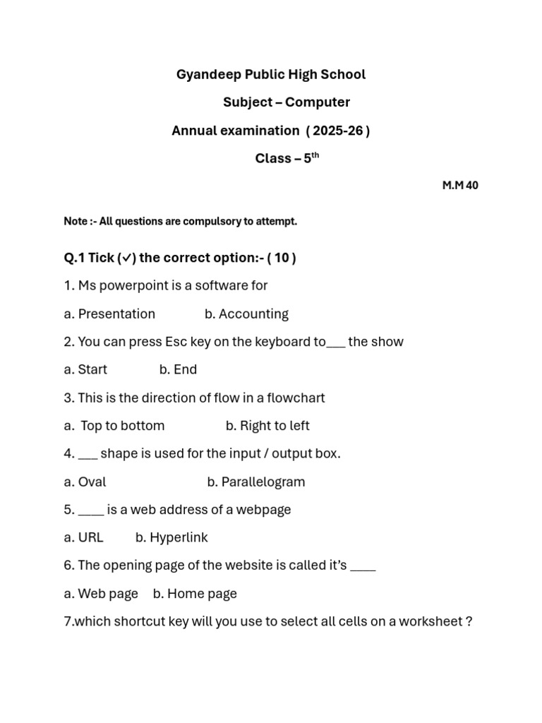 Annual Exam Class 5th | PDF | World Wide Web | Internet & Web