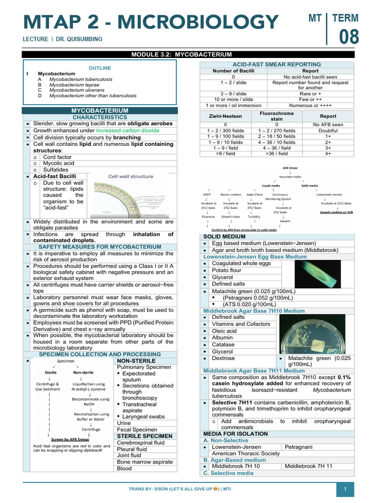 MTAP 2 - MICROBIO - Module 3.2 - Mycobacterium_copy | PDF ...