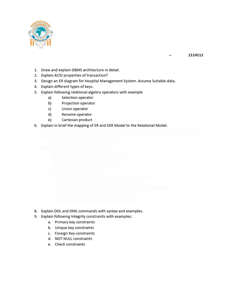 QB Ut1 Jan 26 | PDF | Databases | Relational Model