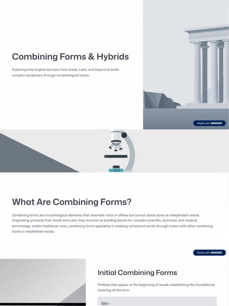 Combining Forms and Hybrids | PDF | Linguistics | Human Communication
