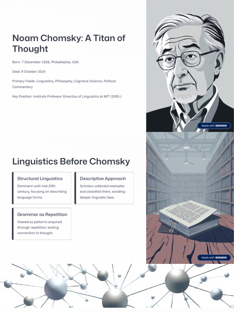 Noam Chomsky A Titan of Thought | PDF | Noam Chomsky | Syntax