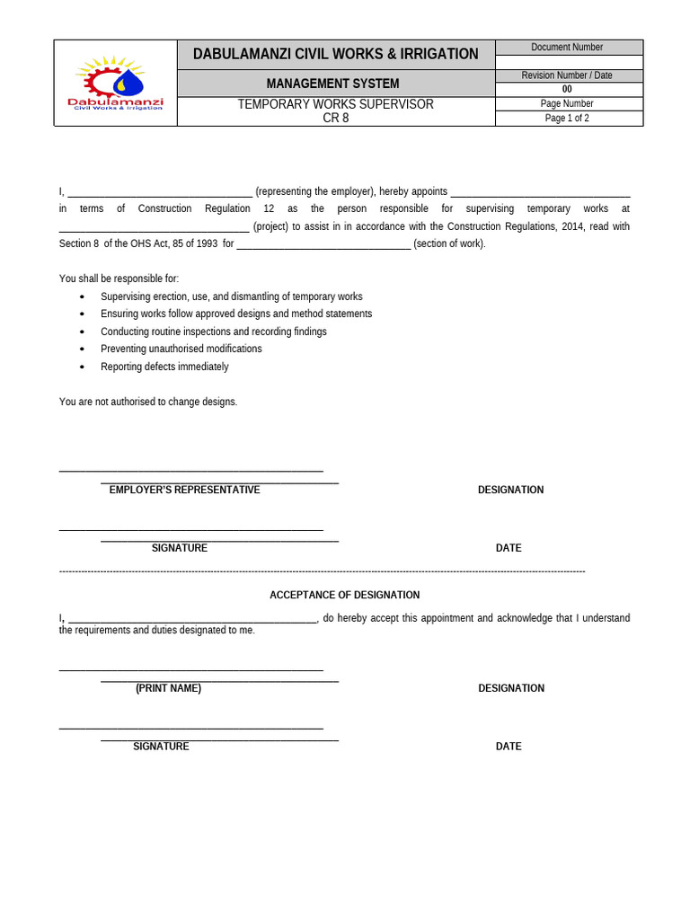 Appointed Temporary Works Supervisor | PDF | Government | Justice