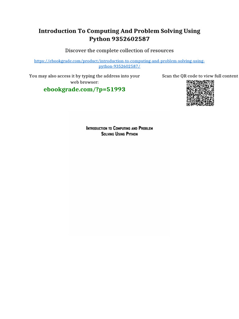 Introduction To Computing and Problem Solving Using Python 9352602587 ...
