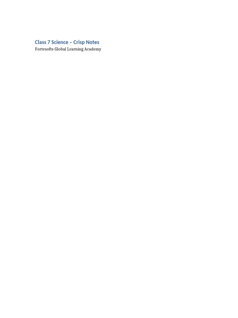 Class7 Science Crisp Notes Combined | PDF | Digestion | Nutrition