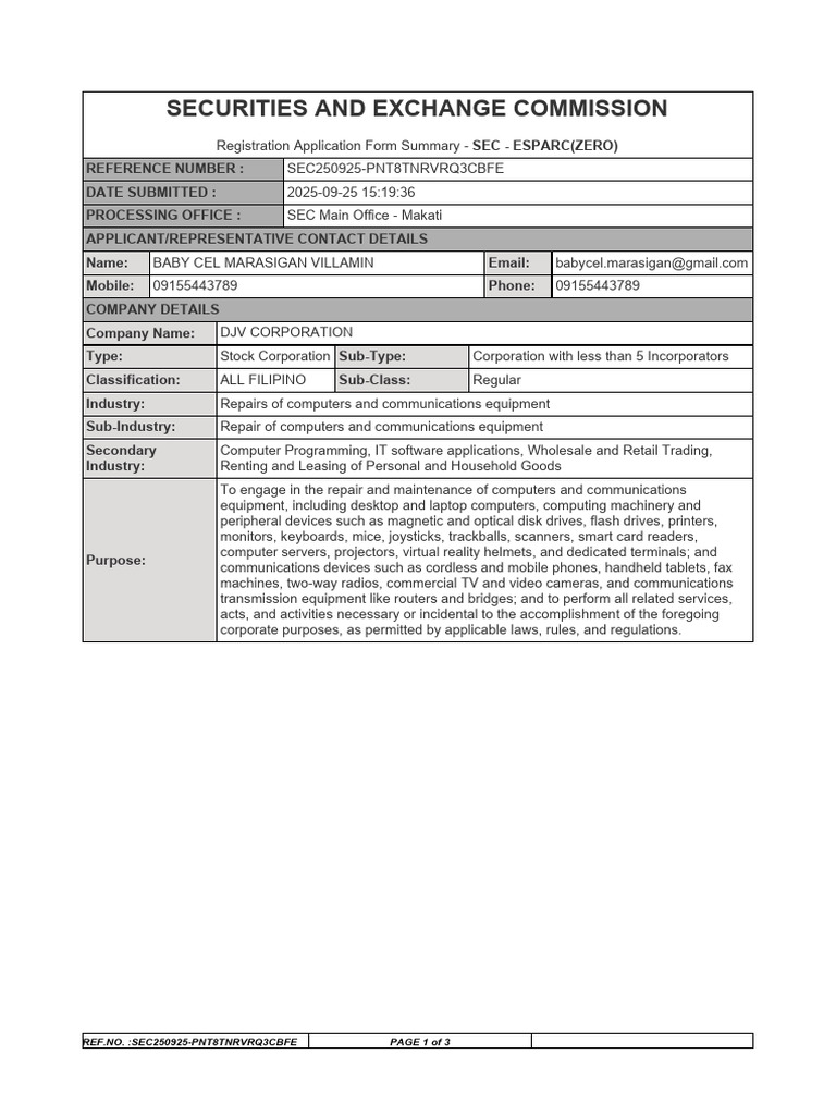 Summary - Application Summary Form | PDF | Office Equipment | Computer ...