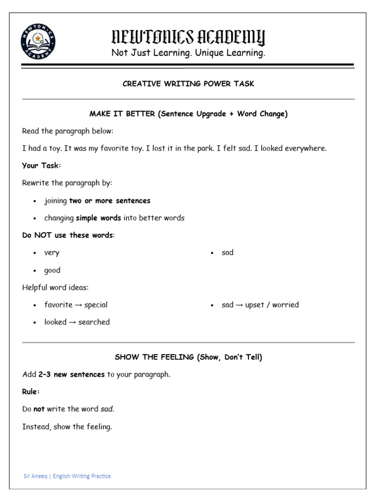 Creative Writning Power Task 1 | PDF