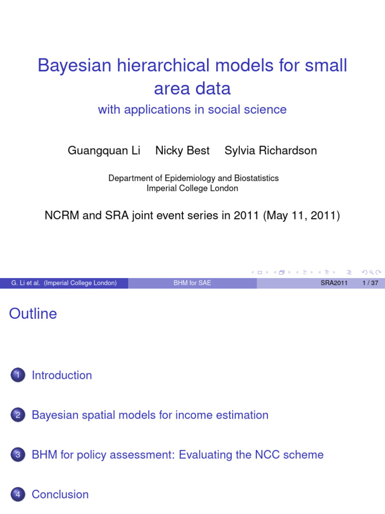 Bayesian Hierarchical Models For SAE | PDF | Mathematical And ...