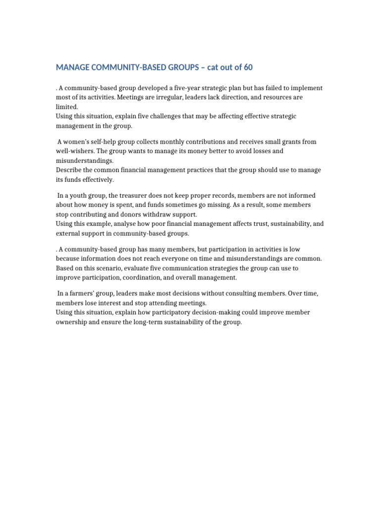 CAT Manage Community Groups | PDF