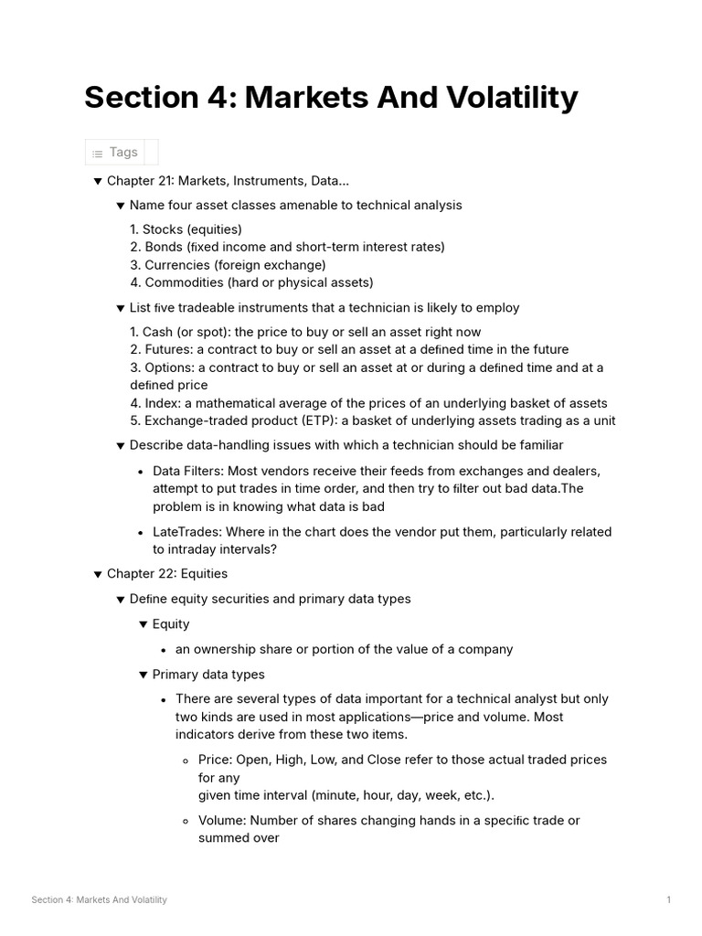 Section 4 Markets and Volatility | PDF | Greeks (Finance) | Bonds (Finance)