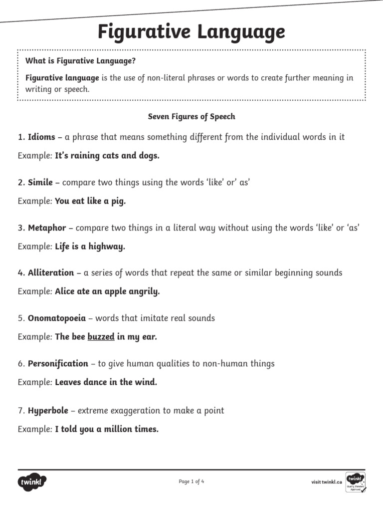 CA en 1740410961 Identifying Figurative Language Worksheet Pack Ver 1 ...