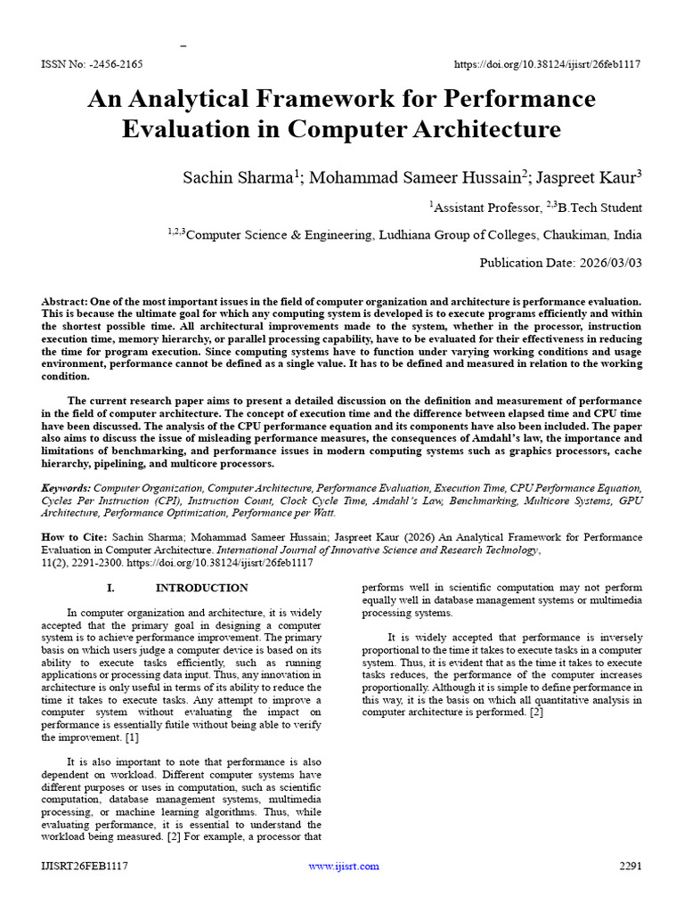 An Analytical Framework For Performance Evaluation in Computer ...