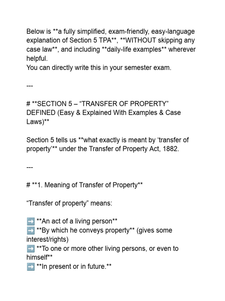 Section 5 (Transfer of Property) | PDF | Property Law | Private Law
