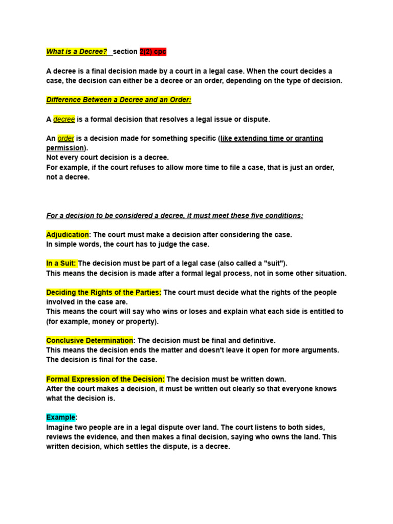 Decree Complete Notes | PDF | Lawsuit | Judgment (Law)