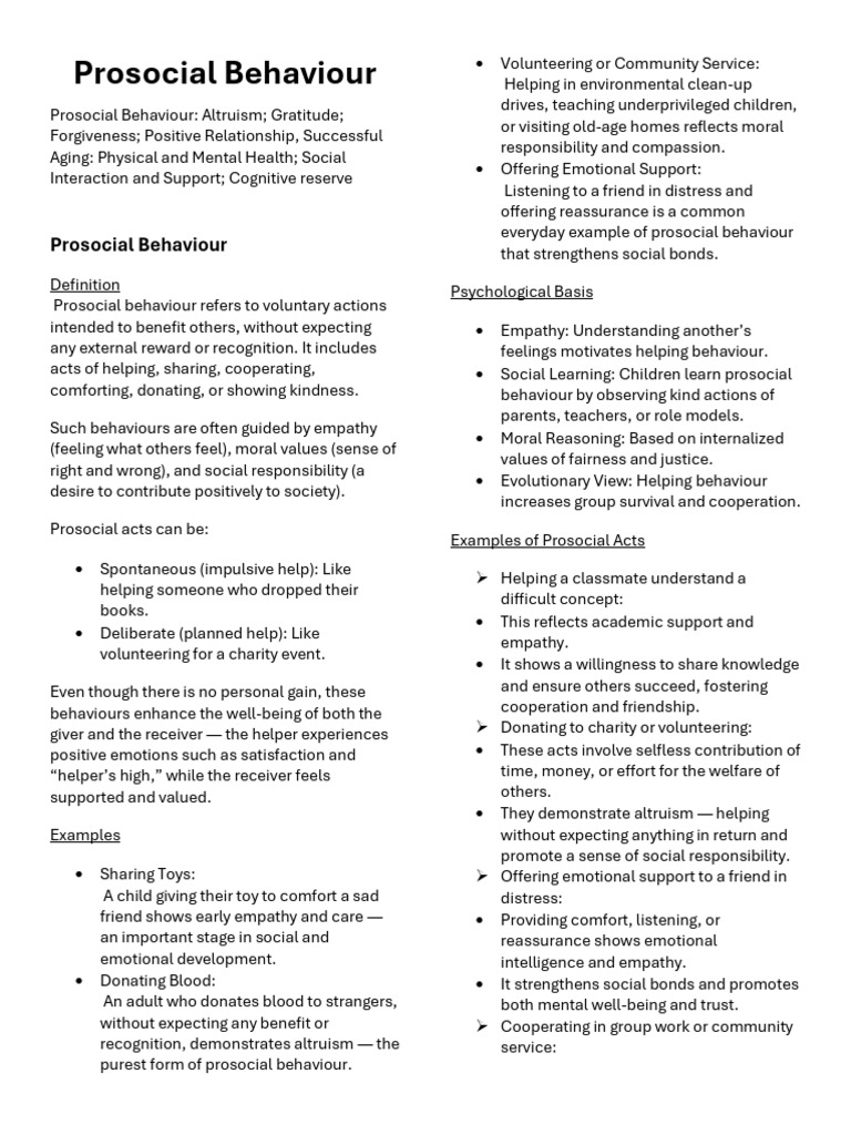 Prosocial Behaviour | PDF | Altruism | Forgiveness